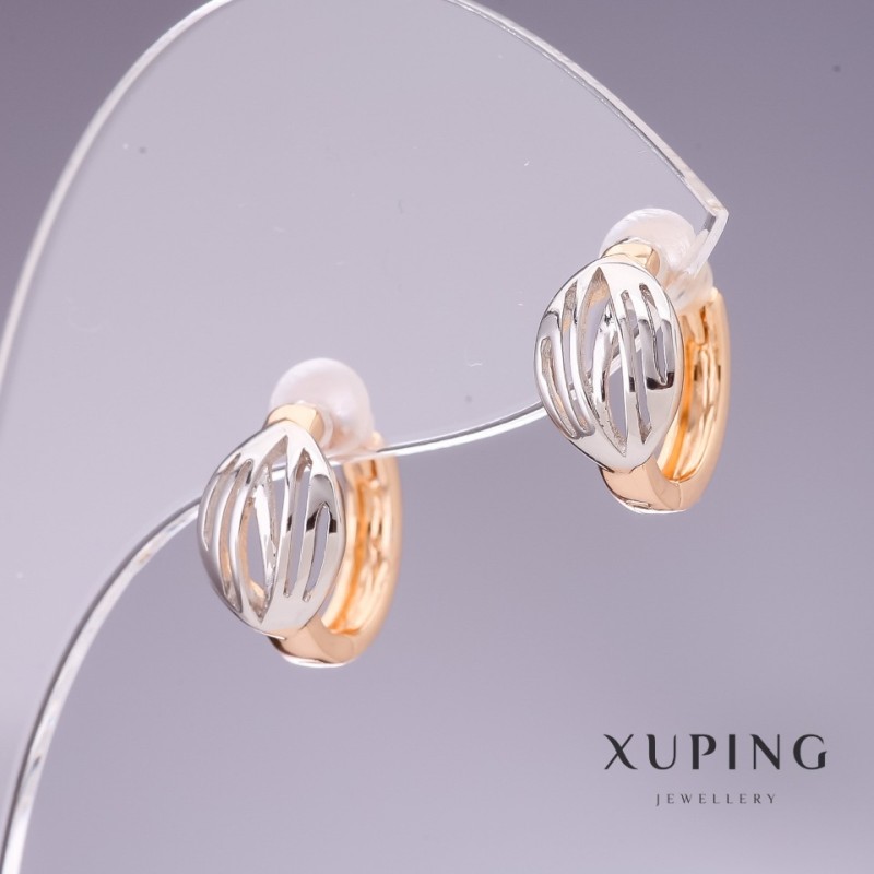 Náušnice Xuping 12 × 7 mm rhodiované, pozlacené 18k