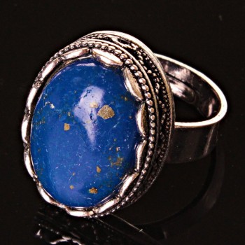 УЦІНКА Каблучка Лазурит оправа "зубчик" "М" овальний камінь 2, 1*1, 6 см без, розмір