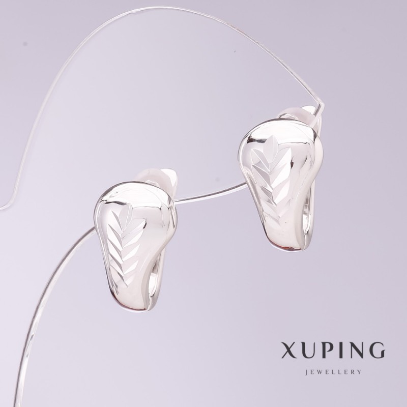 Náušnice Xuping, rhodiované, průměr 9 mm, délka 17 mm