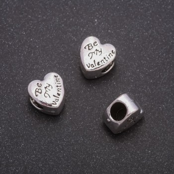 Korálka-vložka srdce, průměr 10×10 mm, otvor 4 mm, 20 g ± 9 ks
