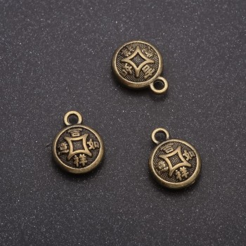 Přívěsek mince bronzový, průměr 10×13 mm, hmotnost 20 g, balení 14 ks