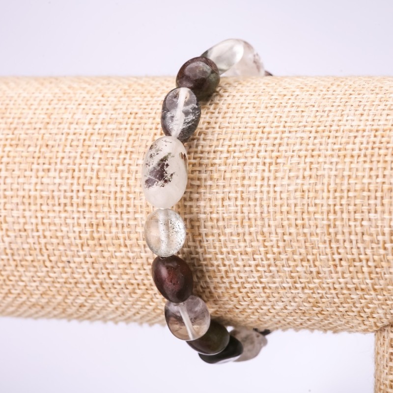 Náramek z mechového achátu, facetovaný, průměr 9 mm, na gumičce, obvod 18 cm