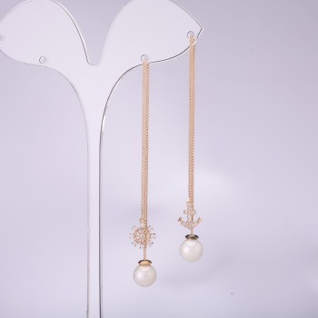 Náušnice peckové dlouhé asymetrické, série 925 Mořské, tloušťka 8 mm, délka 107–135 mm, pozlacené