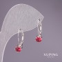 Náušnice Xuping s červenými kameny 18×6 mm rhodiované
