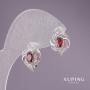 Náušnice Xuping s červenými kameny 17×12 mm rhodiované