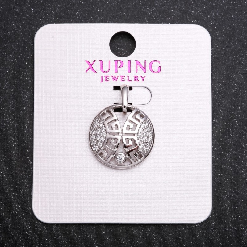 Přívěsek Xuping se bílými štrasami 17×22 mm, rhodiovaný