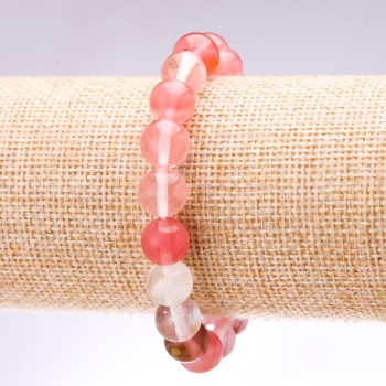 Náramek z chalcedonu, hladké korálky, průměr 10 mm, délka 18 cm