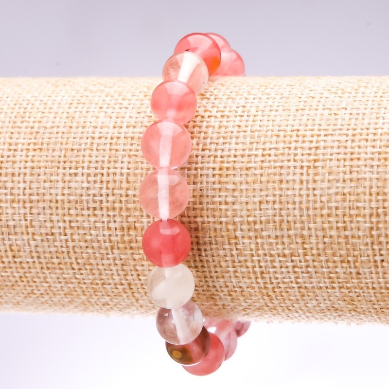 Náramek z chalcedonu, hladké korálky, průměr 10 mm, délka 18 cm