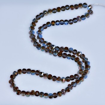 Křišťálové korálky ve stylu Swarovski, modré, broušené kuličky s benzínovým nástřikem, průměr 5×4 mm, navlečené na niti, délka 48 cm