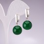 Náušnice z chrysoprasu – hladká kulička, průměr 12 mm, délka 30 mm, zapínání anglické