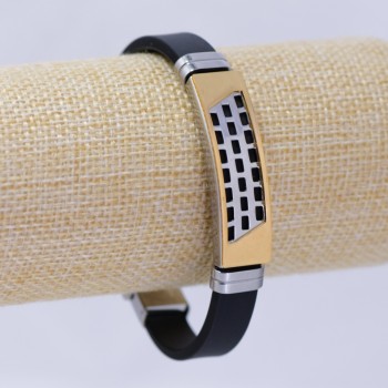 Браслет каучуковий сталева планка, товщина 10мм, довжина 21см