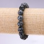 Náramek z přírodního kamene sněžný obsidián „Slzy Apačů“ – hladká kulička, průměr 10 mm, délka 18 cm
