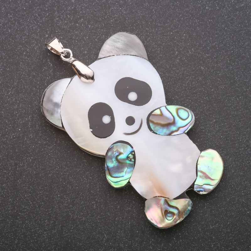 Přívěšek Panda z perleti a haliotitu 34×52×62 mm