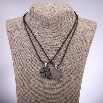 Párové náhrdelníky přátelství s čtyřlístkem, délka 42–48 cm, průměr 23×25 mm