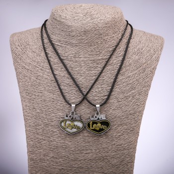 Párové přívěsky přátelství Srdce Láska, délka 42–48 cm, průměr 30×25 mm