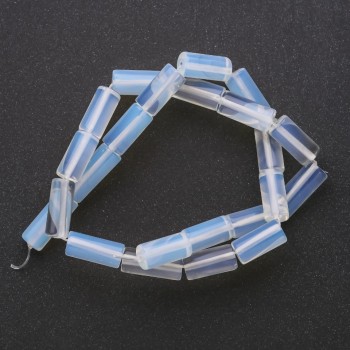 Korálky na niti z umělého měsíčního kamene, válcovité, průměr 8×16 mm, délka 38 cm