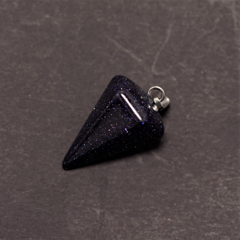 Přívěšek ve tvaru kyvadla z aventurínu „modrý písek“ noc Káhiry 14×22×30 mm ±