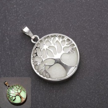 Přívěšek z onyxu se zeleným světlem v rámu 'Strom', průměr 27 mm