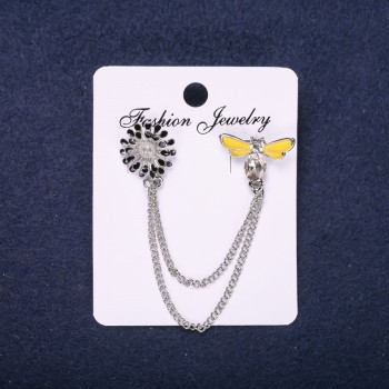 Brož Akselband Včela se smaltem, barvy bílé, žluté a černé, 15 mm, 20 × 15 mm, stříbrný kov