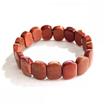 Náramek na gumičce z aventurínu (syntetický) «Zlatý písek» 17×12 mm