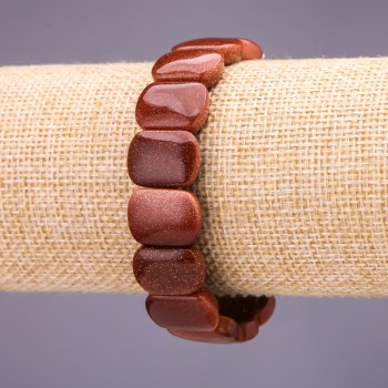 Браслет Авантюрин (синтетичний) золотий пісок ланка 16х12+-мм, довжина 18см на резинці