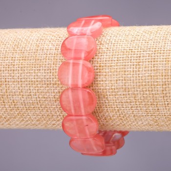 Náramek z melounového turmalínu – články 18×14 mm, délka 18 cm na gumičce