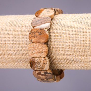 Náramek z paisážního jaspisu – články 18×14 mm, délka 18 cm na gumičce