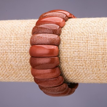 Браслет Авантюрин золотий пісок ланка 25х10+-мм, довжина 18см на резинці