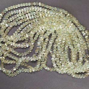 Žluté křišťálové korálky ve Swarovski stylu, průhledné broušené kuličky s benzínovým nástřikem, průměr 5×4 mm, délka šňůry 48 cm