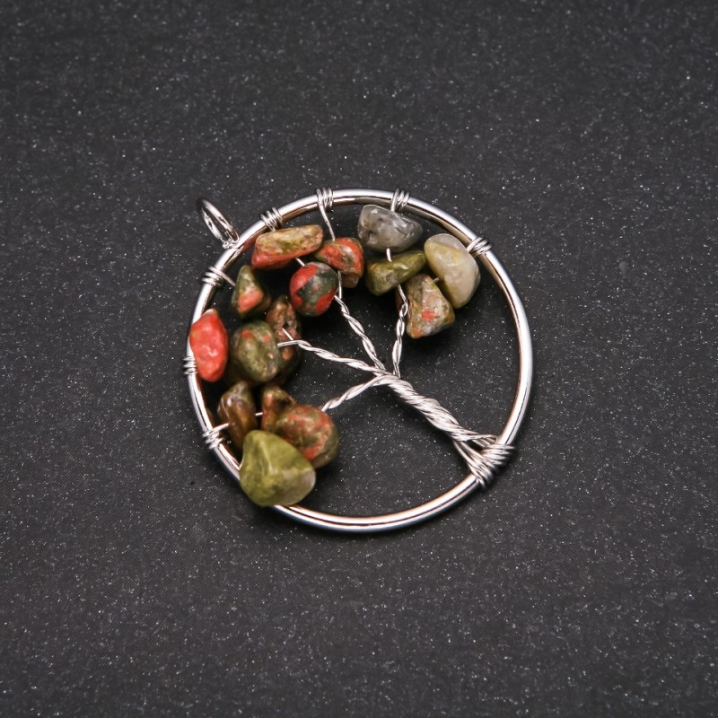 Přívěšek „Strom štěstí“ z heliotropu, průměr 30 mm