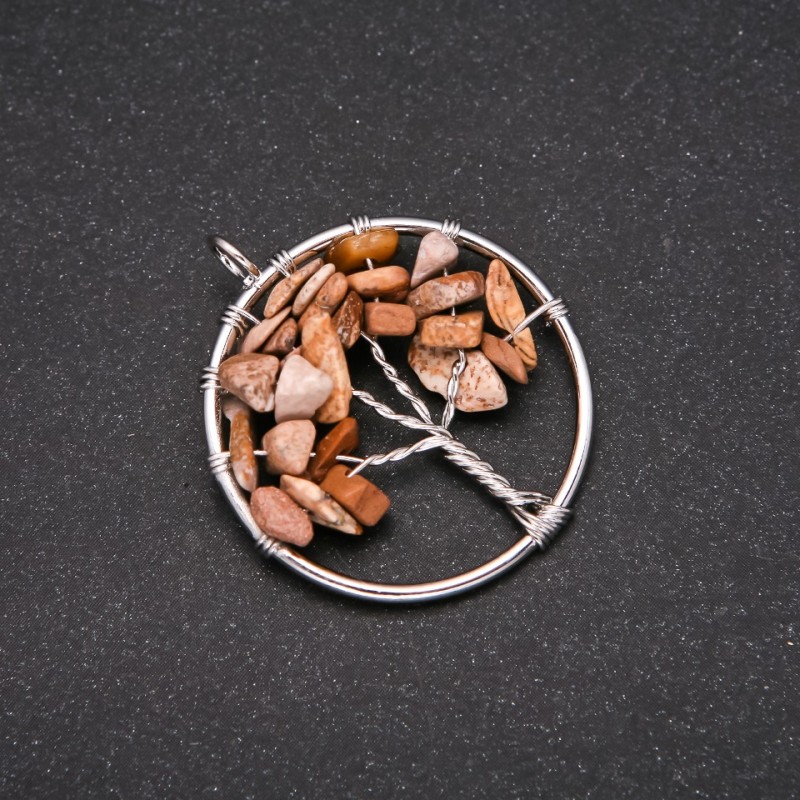 Přívěšek „Strom štěstí“ z krajinného jaspisu, průměr 30 mm