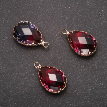 Přívěšek «Kapka» malinově modrý, zlatá úprava 13×21 mm