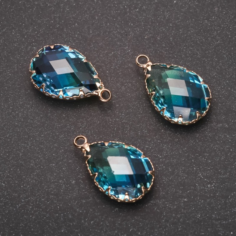 Přívěsek „Kapka“ modré barvy se zlatou obrubou 13×21 mm