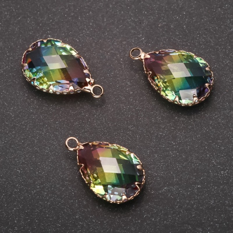 Přívěšek „Kapka“ duhová barva, zlaté provedení 13×21 mm