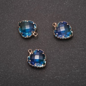 Přívěšek „Srdce“ modré barvy, zlatá obruba 12×15 mm