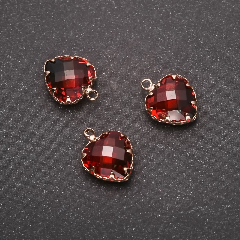 Přívěšek 'Srdce' červeno-zelená barva, zlatá obruba 12×15 mm