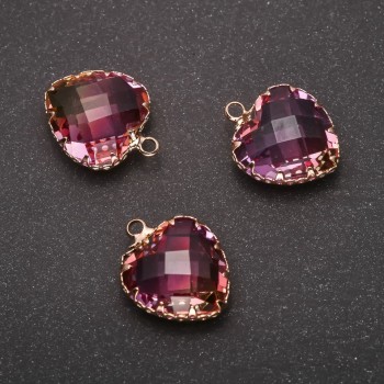 Přívěšek ve tvaru srdce, růžovo-žlutý odstín, zlatá obruba 16×20 mm