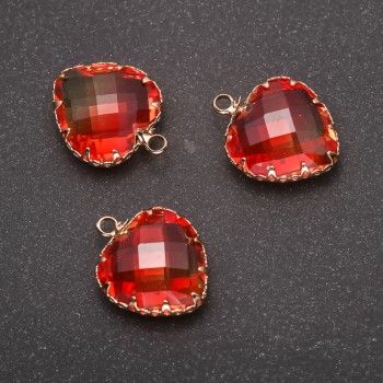 Přívěšek «Srdce» oranžovo-žlutá barva, zlatá obruba 16×20 mm