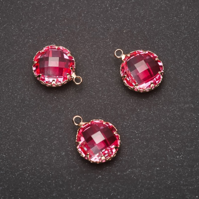 Přívěšek Kruh růžové barvy v zlaté obrubě 10×17 mm