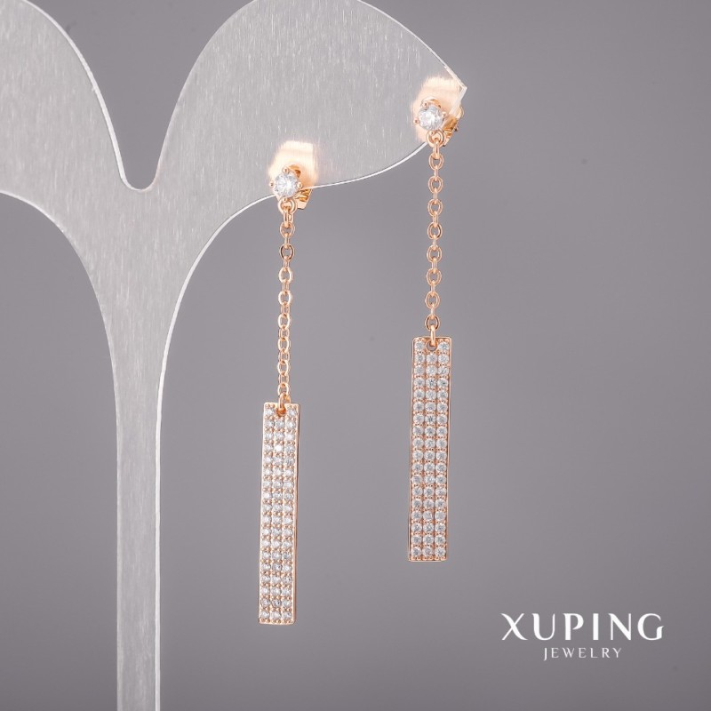 Náušnice Xuping se bílými kameny 4×53 mm Pozlacení 18K
