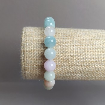 Náramek z přírodního Morganitu – hladké kuličky, průměr 10 mm, elastická šňůrka, obvod 18 cm