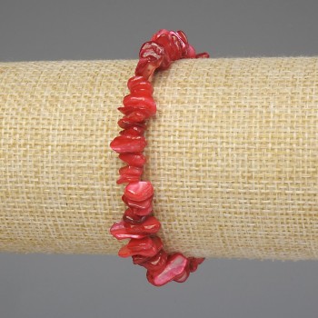 Náramek z tónované perleti na gumičce, drobné kousky 7(±)mm, délka 18 cm