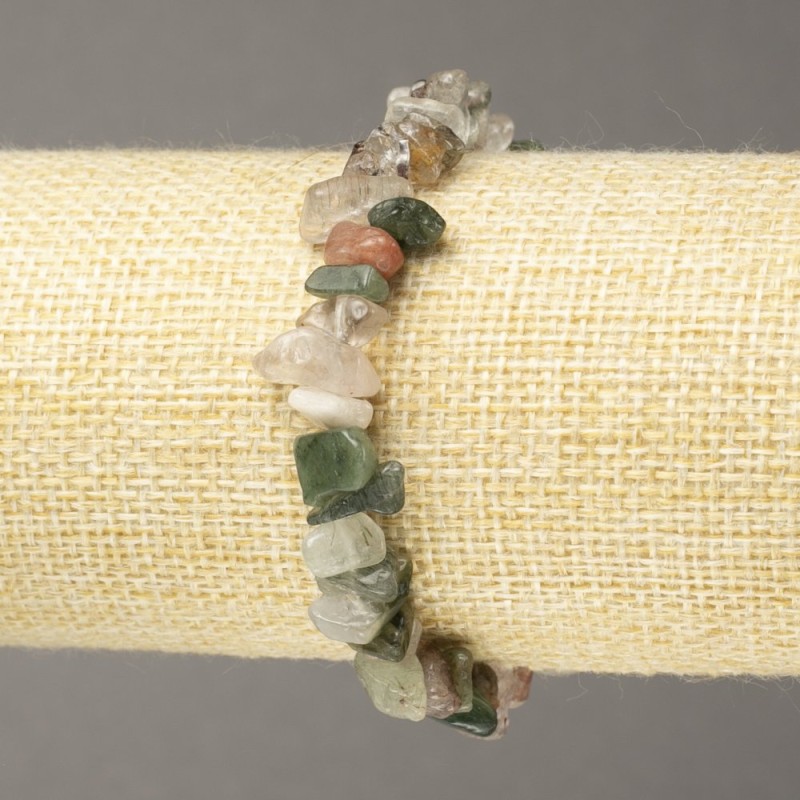 Náramek z mechového achátu, drobné kousky, průměr 6×4 mm, délka 18 cm, elastický