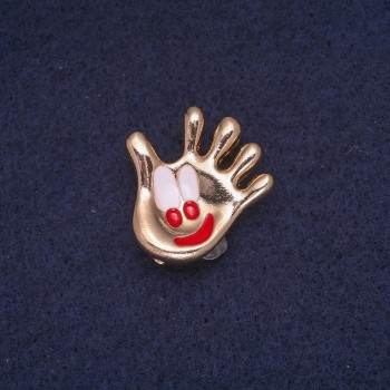 Brož ve tvaru dlaně se smaltem, zlatý kov 24 × 25 mm