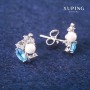Náušnice puzetky Xuping s modrými krystaly a perlou Majorca, průměr 8×13 mm Rhodiované