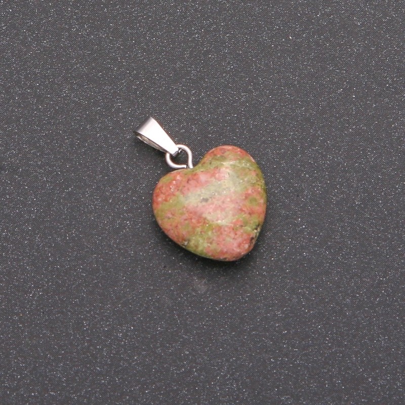 Přívěšek srdce z heliotrop jaspisu 14×14×23 mm