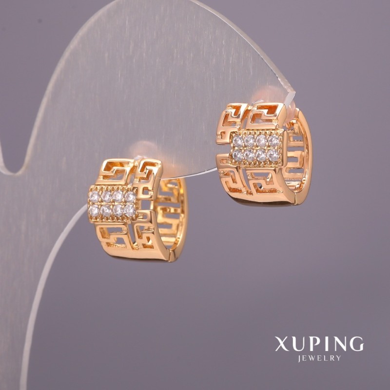 Náušnice Xuping s bílými kameny 9×14 mm, pozlacené 18K