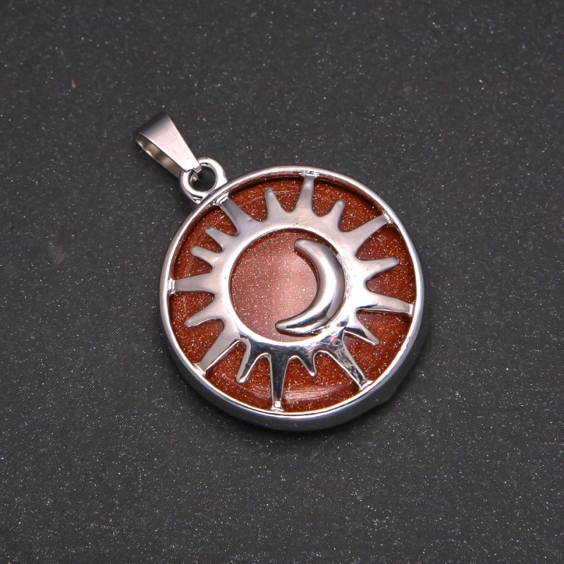 Přívěšek z aventurínu Zlatý písek v ohradě „Slunce“, průměr 27 mm