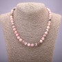 Náhrdelník z růžového opálu, hladké kuličky o průměru 8 mm, délka 45 cm
