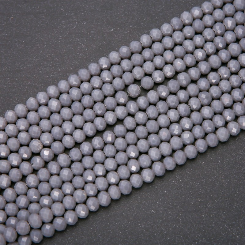Korálky Český křišťál matně tmavě šedé „rondele“, průměr 6×4 mm, nitka 5 (+/-) mm, délka 38 cm